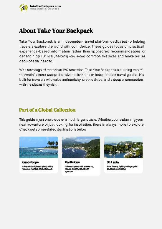 example page 1 from our offline Travel Guide for Dominica