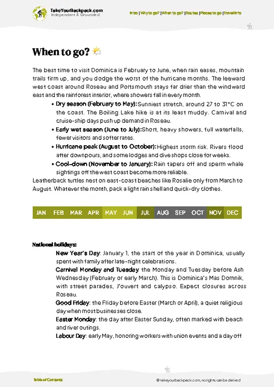 example page 3 from our offline Travel Guide for Dominica