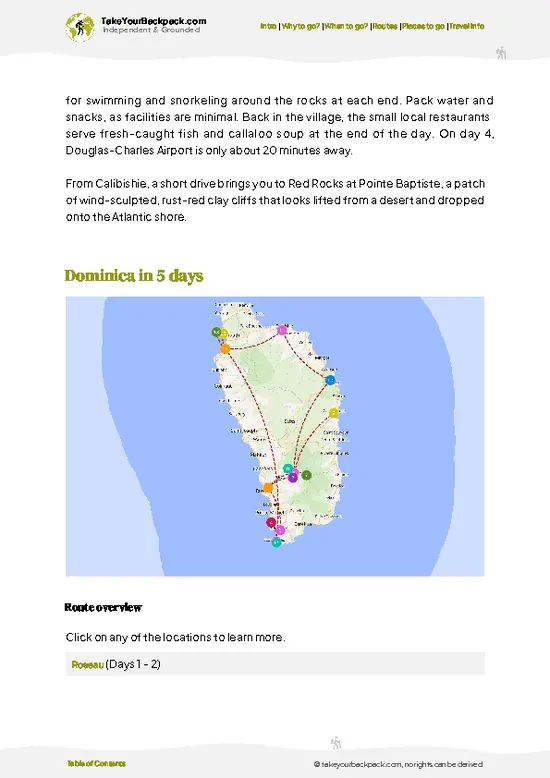 example page 4 from our offline Travel Guide for Dominica