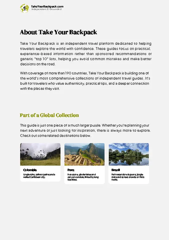 example page 1 from our offline Travel Guide for Ecuador