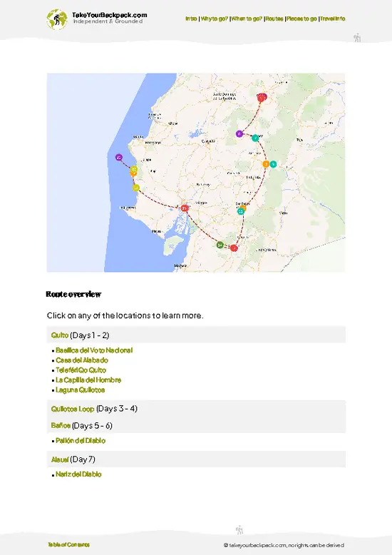 example page 4 from our offline Travel Guide for Ecuador