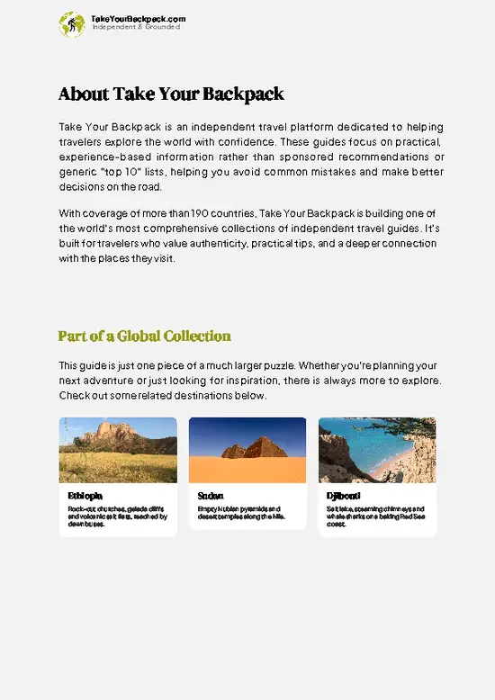 example page 1 from our offline Travel Guide for Eritrea