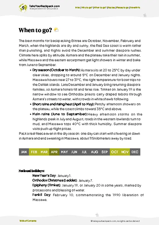 example page 3 from our offline Travel Guide for Eritrea