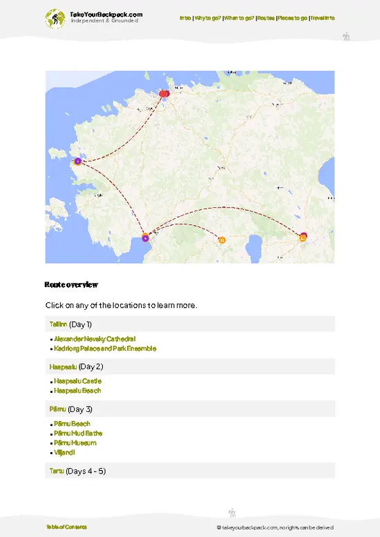 example page 4 from our offline Travel Guide for Estonia