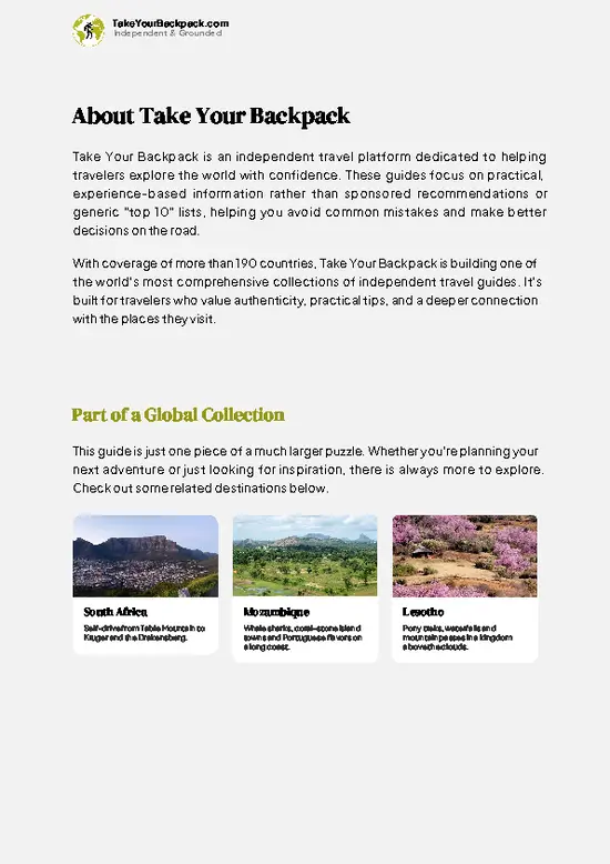 example page 1 from our offline Travel Guide for Eswatini