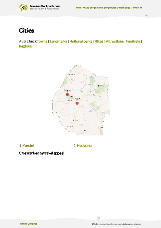 example page 6 from our offline Travel Guide for Eswatini