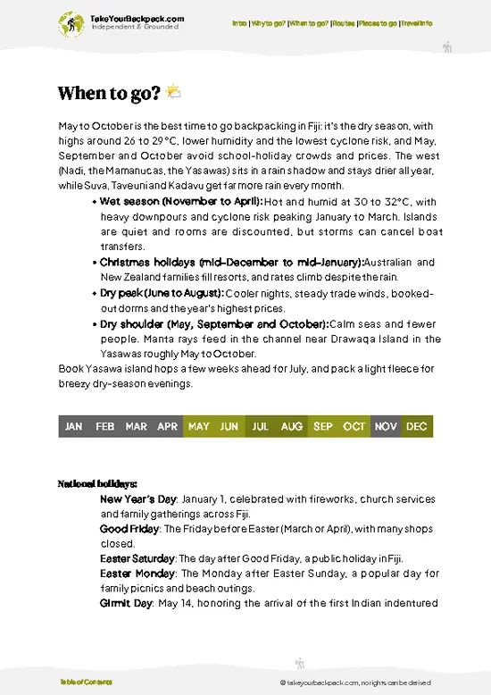 example page 3 from our offline Travel Guide for Fiji