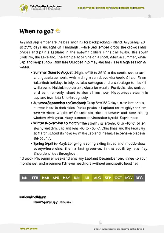 example page 3 from our offline Travel Guide for Finland