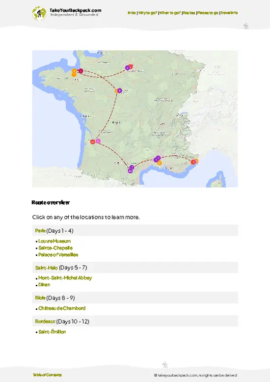 example page 4 from our offline Travel Guide for France