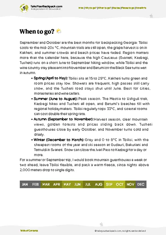 example page 3 from our offline Travel Guide for Georgia