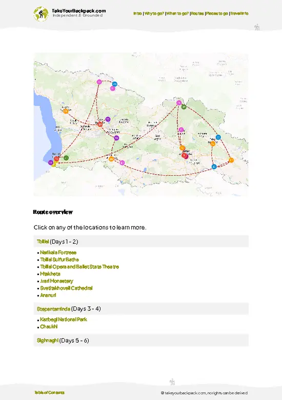 example page 4 from our offline Travel Guide for Georgia