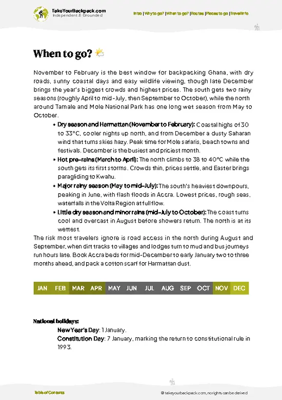 example page 3 from our offline Travel Guide for Ghana