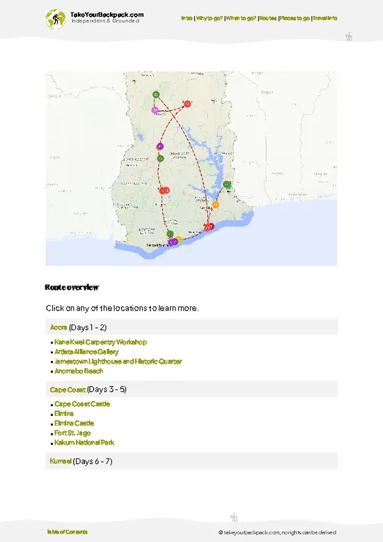 example page 4 from our offline Travel Guide for Ghana