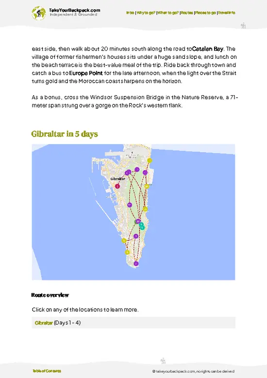 example page 4 from our offline Travel Guide for Gibraltar