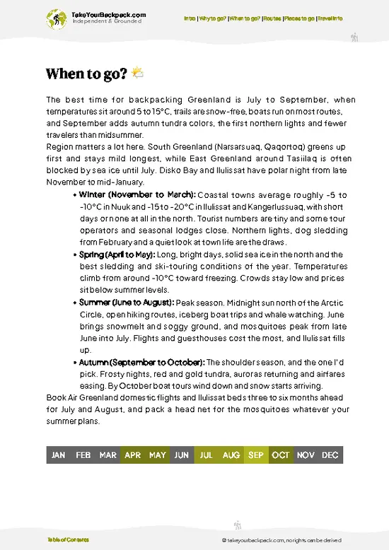 example page 3 from our offline Travel Guide for Greenland