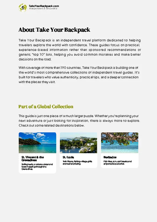 example page 1 from our offline Travel Guide for Grenada