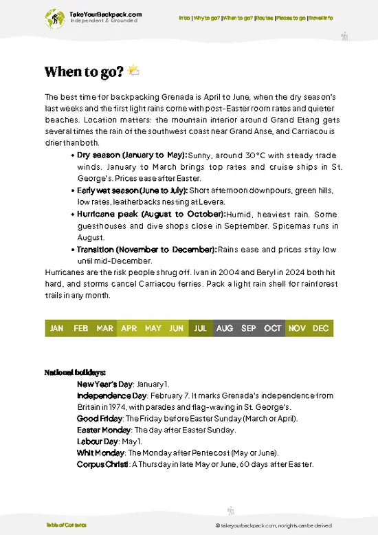 example page 3 from our offline Travel Guide for Grenada