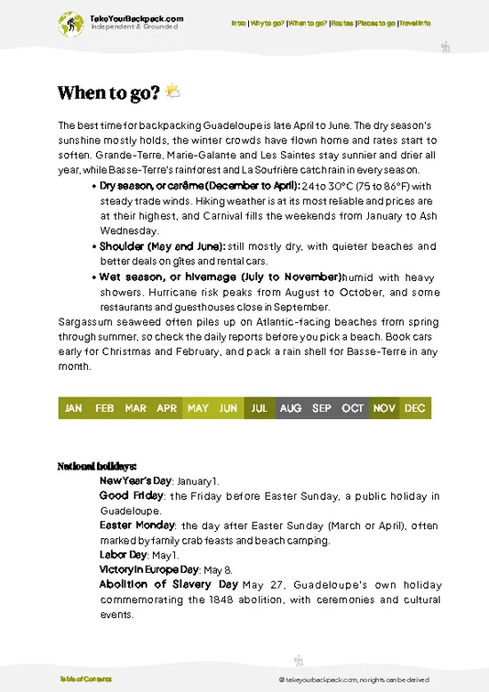 example page 3 from our offline Travel Guide for Guadeloupe
