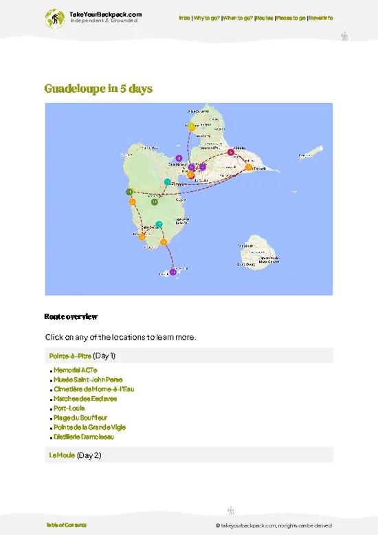example page 4 from our offline Travel Guide for Guadeloupe