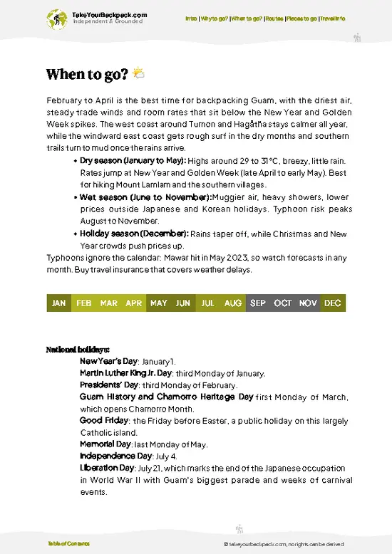 example page 3 from our offline Travel Guide for Guam