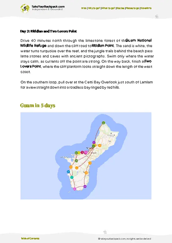 example page 4 from our offline Travel Guide for Guam