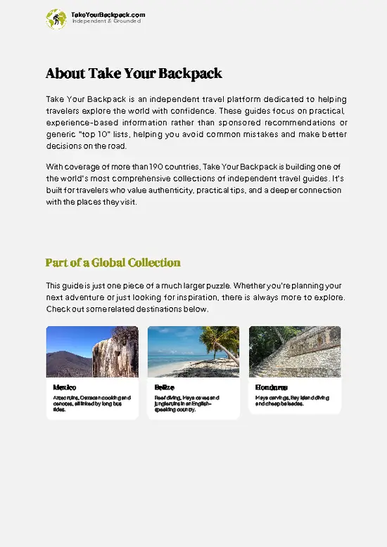 example page 1 from our offline Travel Guide for Guatemala