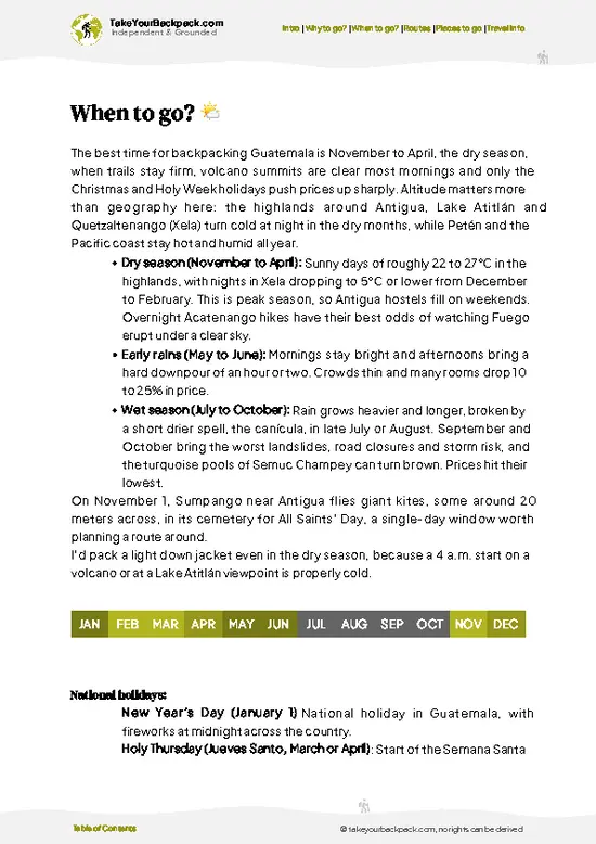 example page 3 from our offline Travel Guide for Guatemala