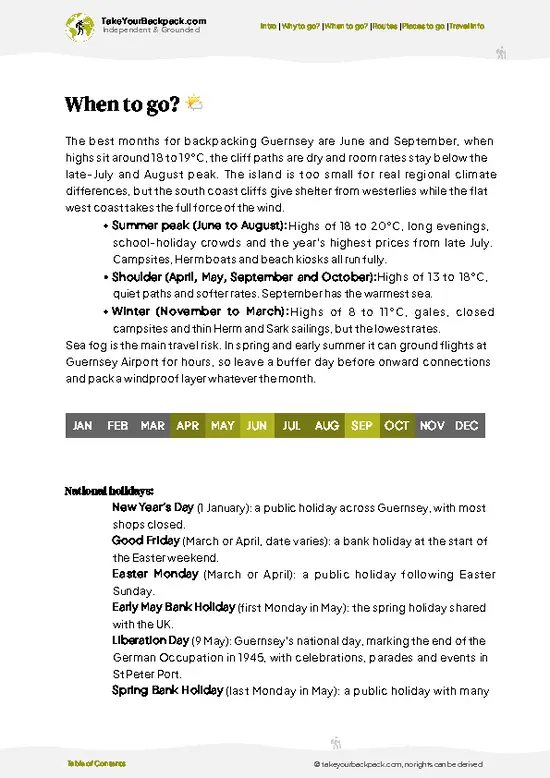 example page 3 from our offline Travel Guide for Guernsey