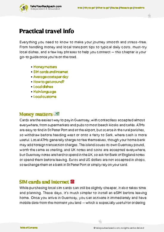 example page 7 from our offline Travel Guide for Guernsey