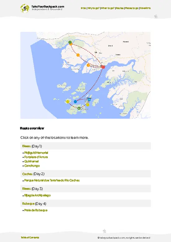example page 4 from our offline Travel Guide for Guinea-Bissau