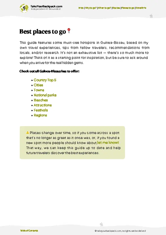 example page 5 from our offline Travel Guide for Guinea-Bissau
