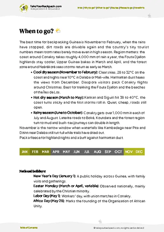 example page 3 from our offline Travel Guide for Guinea