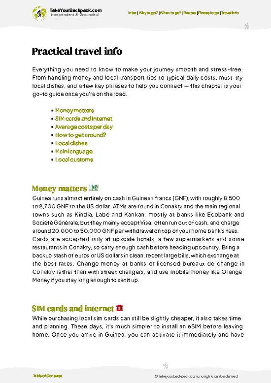 example page 7 from our offline Travel Guide for Guinea