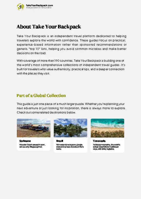 example page 1 from our offline Travel Guide for Guyana