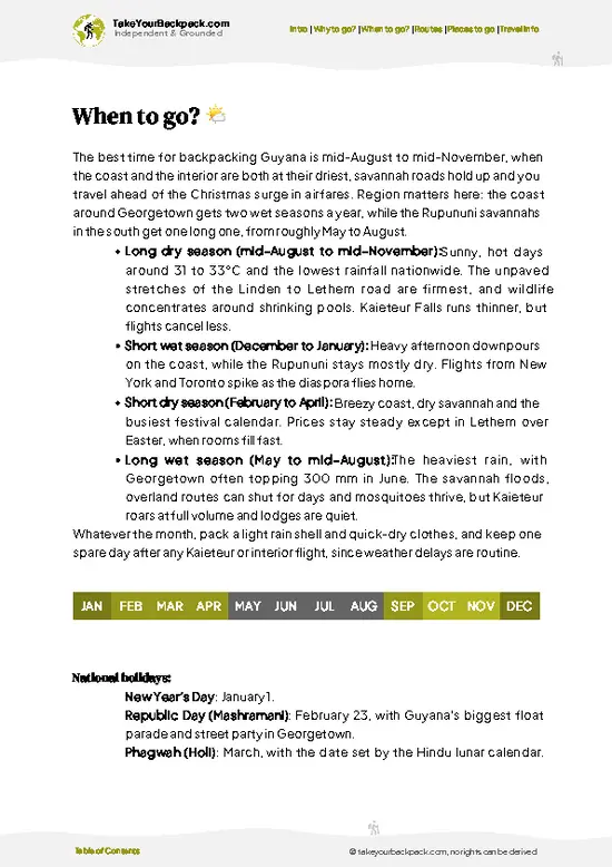 example page 3 from our offline Travel Guide for Guyana