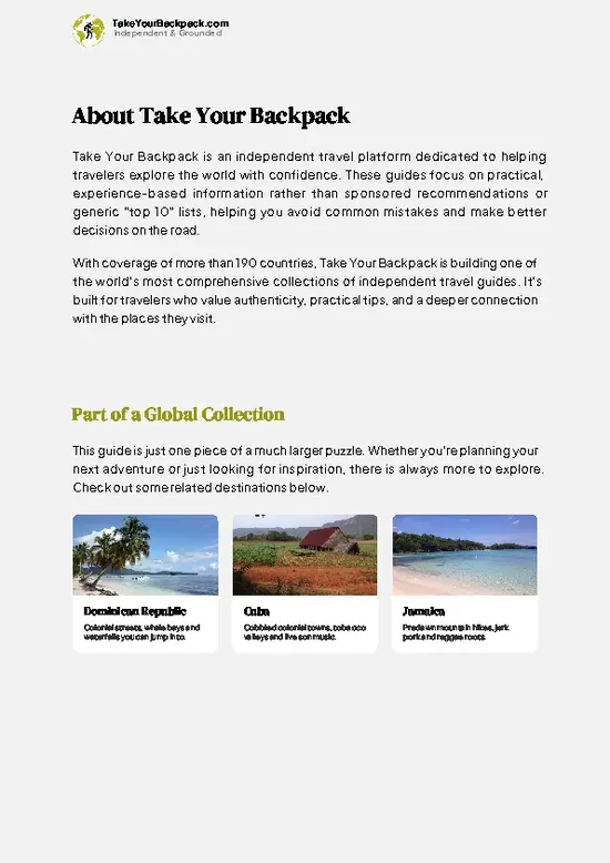 example page 1 from our offline Travel Guide for Haiti