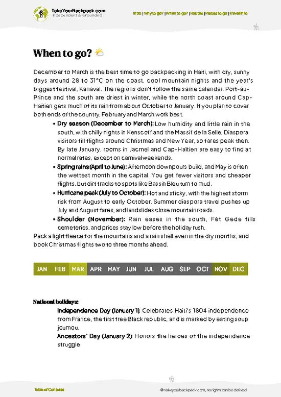 example page 3 from our offline Travel Guide for Haiti