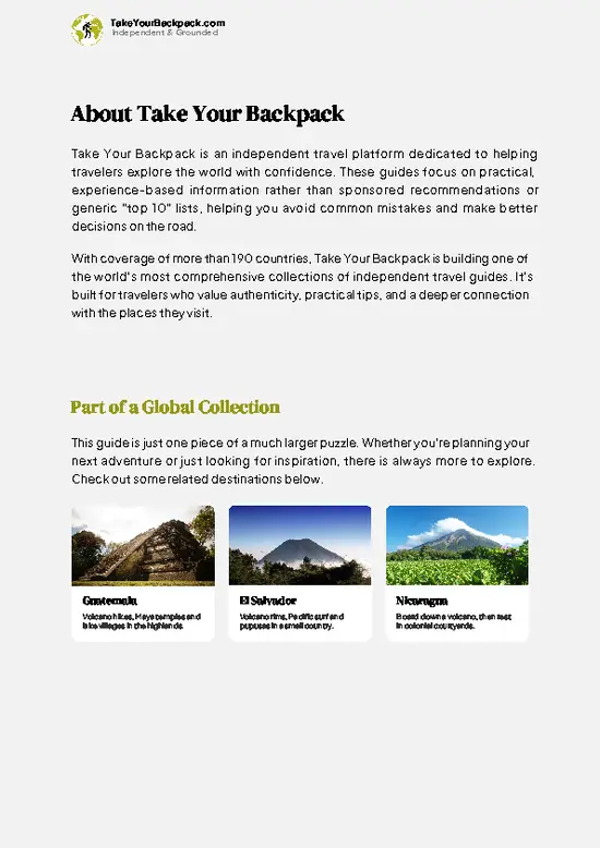 example page 1 from our offline Travel Guide for Honduras