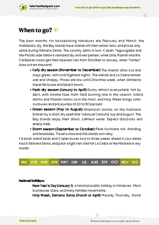 example page 3 from our offline Travel Guide for Honduras