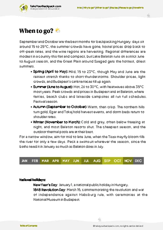 example page 3 from our offline Travel Guide for Hungary