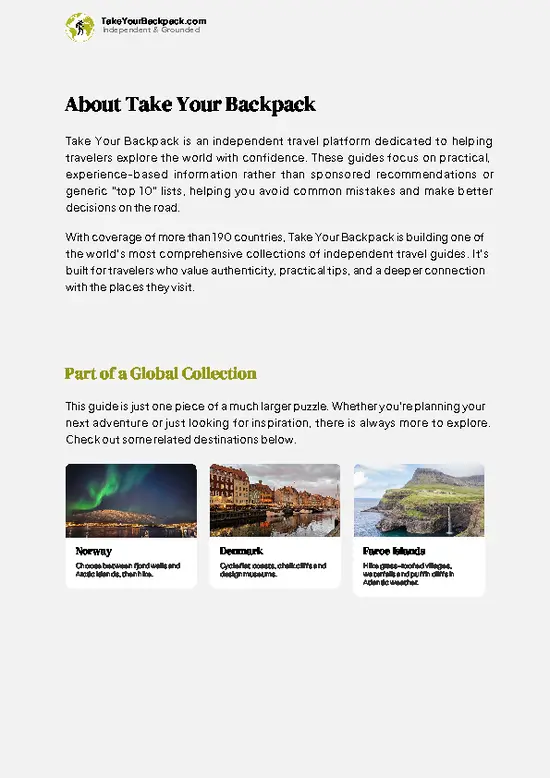 example page 1 from our offline Travel Guide for Iceland