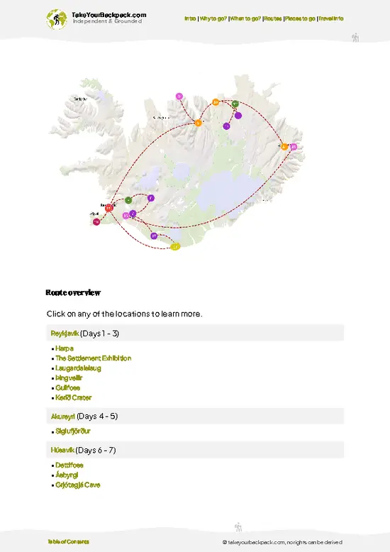 example page 4 from our offline Travel Guide for Iceland