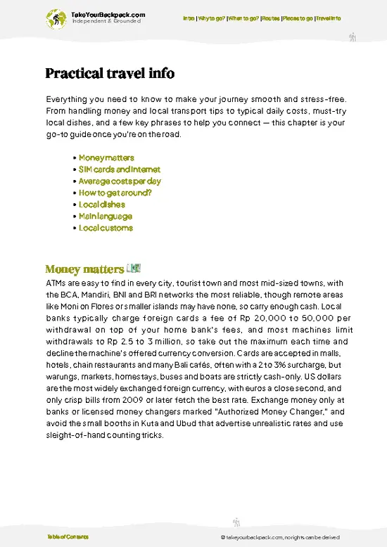 example page 7 from our offline Travel Guide for Indonesia