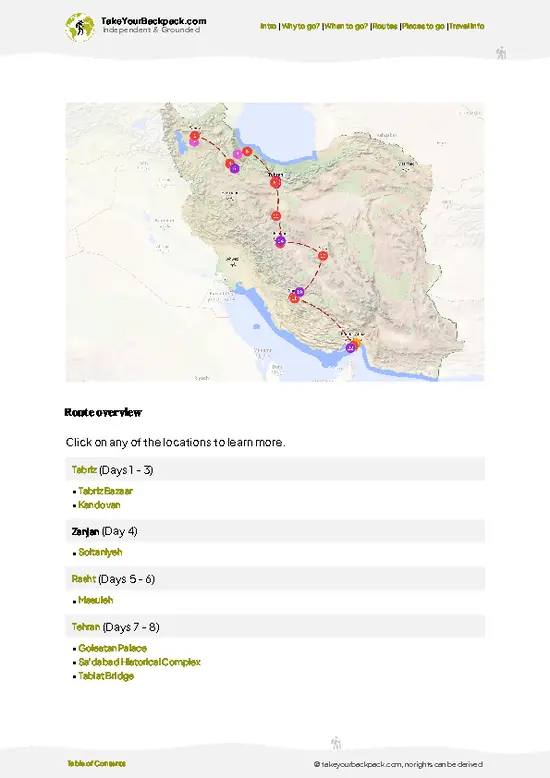 example page 4 from our offline Travel Guide for Iran