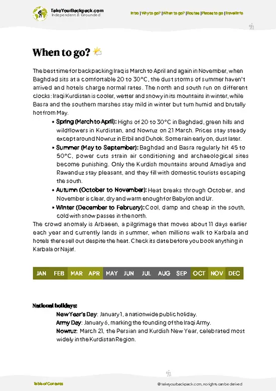 example page 3 from our offline Travel Guide for Iraq