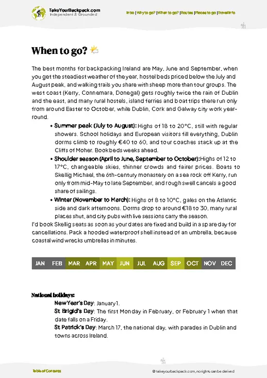 example page 3 from our offline Travel Guide for Ireland