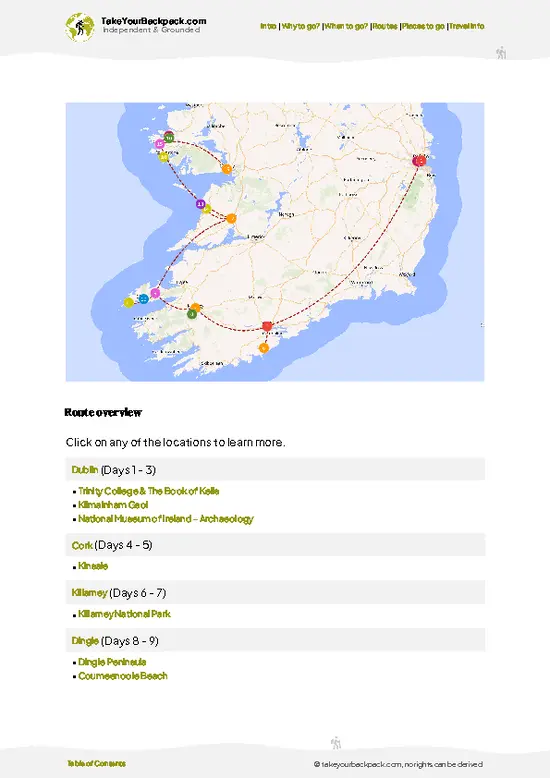 example page 4 from our offline Travel Guide for Ireland