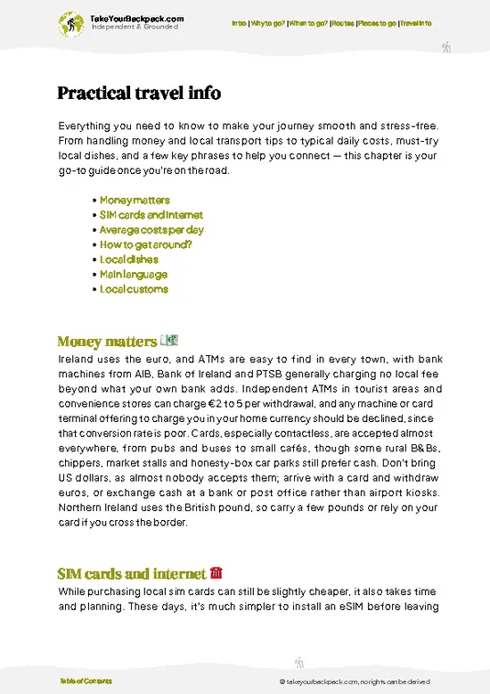 example page 7 from our offline Travel Guide for Ireland