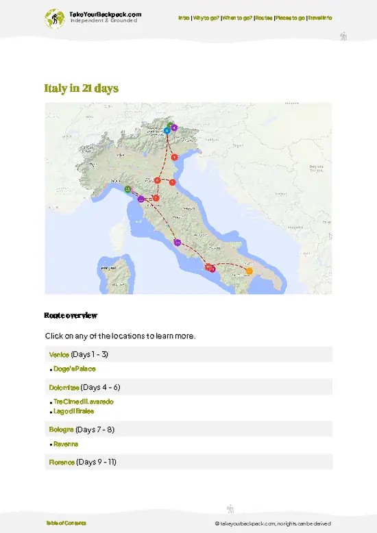 example page 4 from our offline Travel Guide for Italy