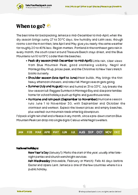 example page 3 from our offline Travel Guide for Jamaica